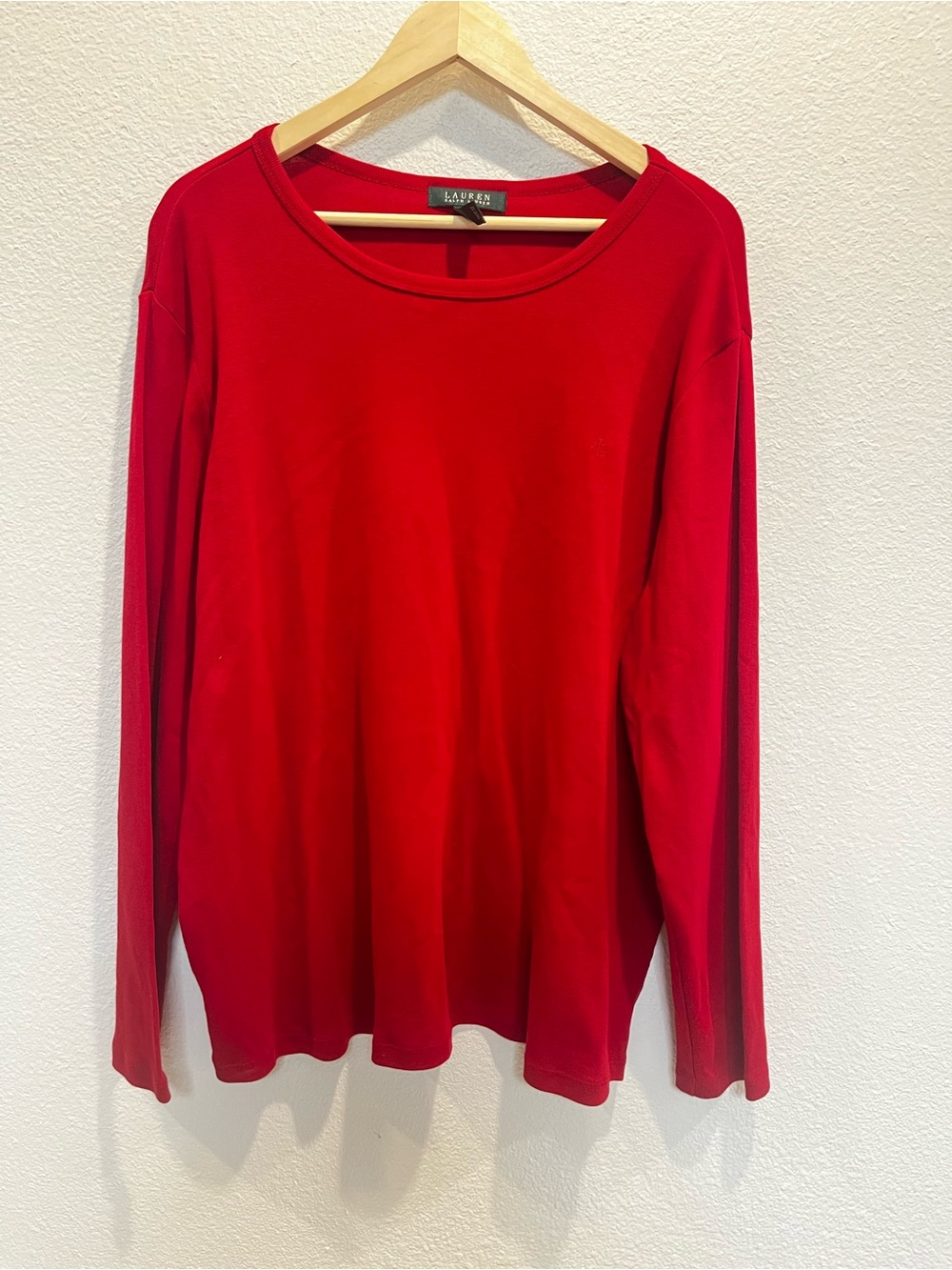 Lauren Ralph Lauren Bright Red Long Sleeve Crewneck Tee
